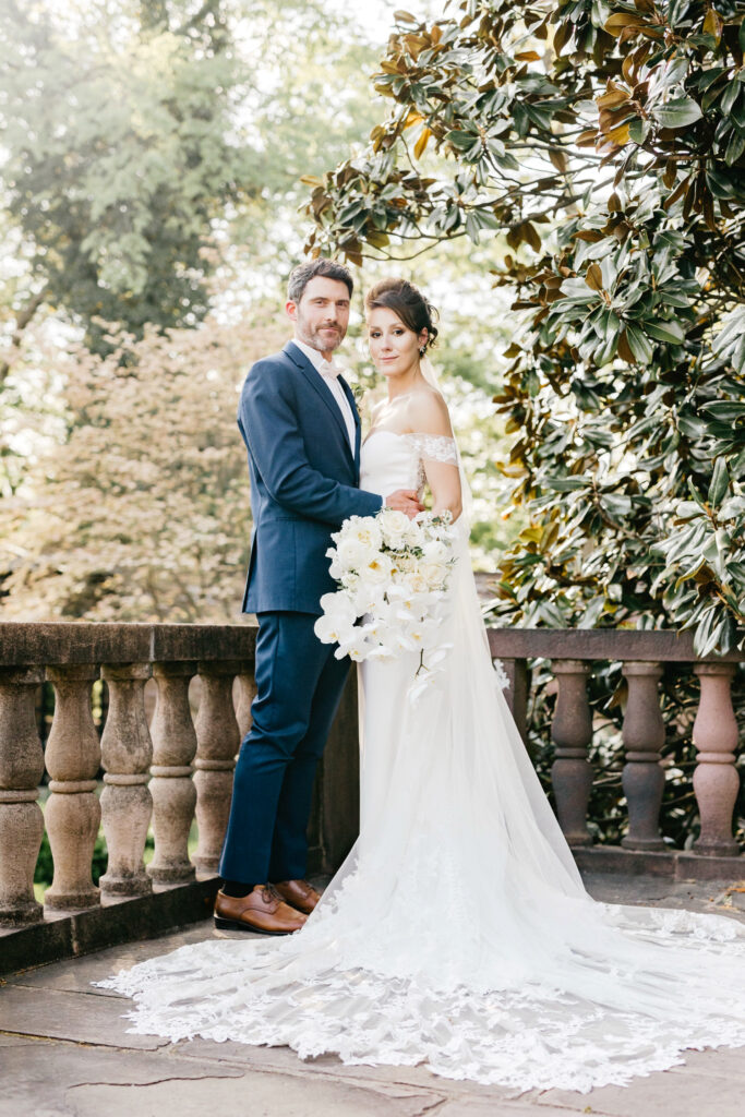 Spring wedding couple on their Pennsylvania wedding day at Tyler Gardens