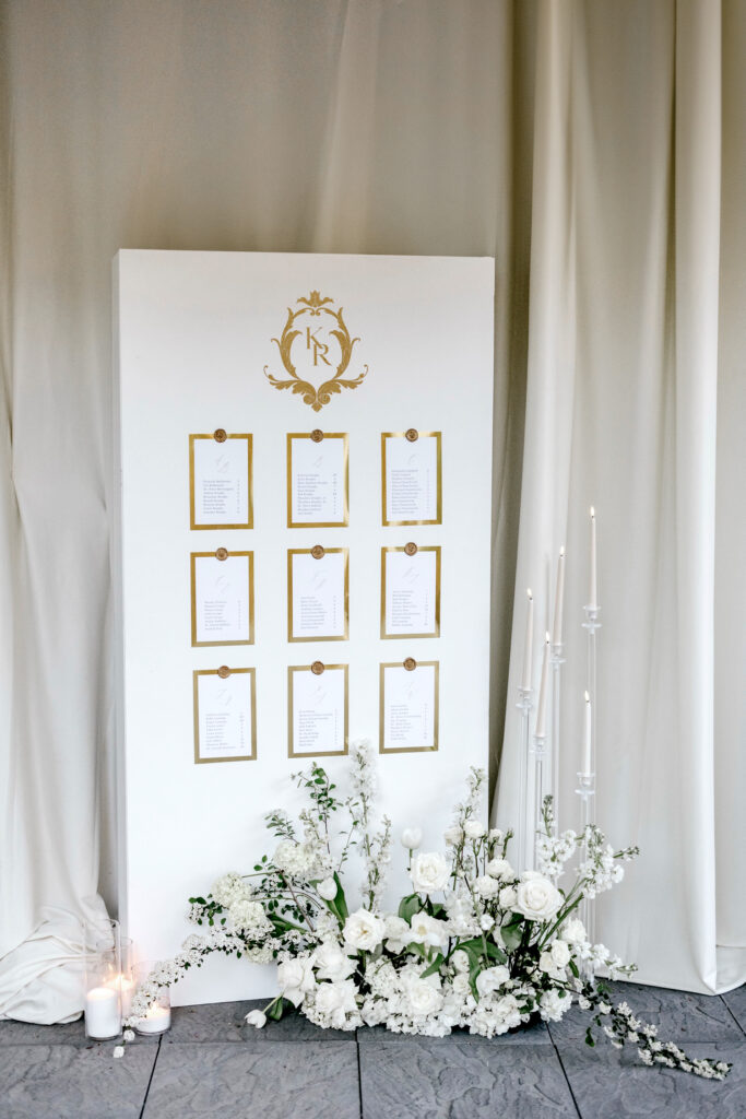 minimalist neutral wedding reception seating chart