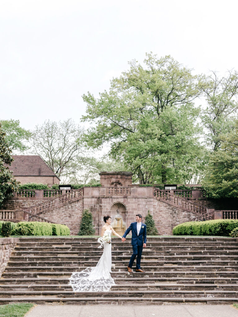 portrait of bride & groom at Tyler Gardens in Bucks County by Emily Wren Photography