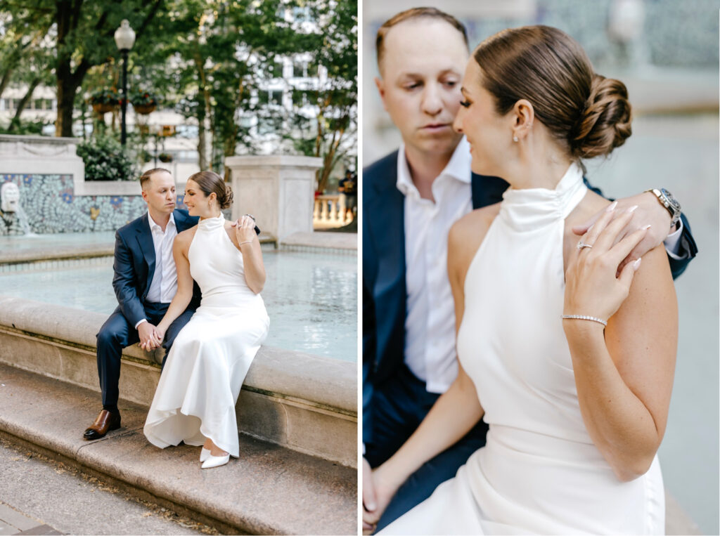 Magical summer engagement photos in the city at Rittenhouse Square