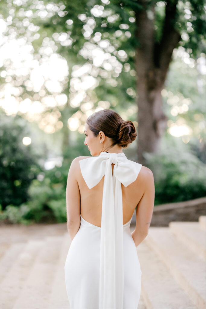 white revolve bow dress for romantic engagement session in Philadelphia by Emily Wren Photography