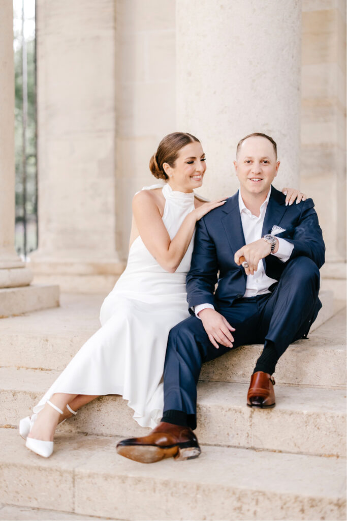Philadelphia couple at the Rodin Musuem during their engagement session
