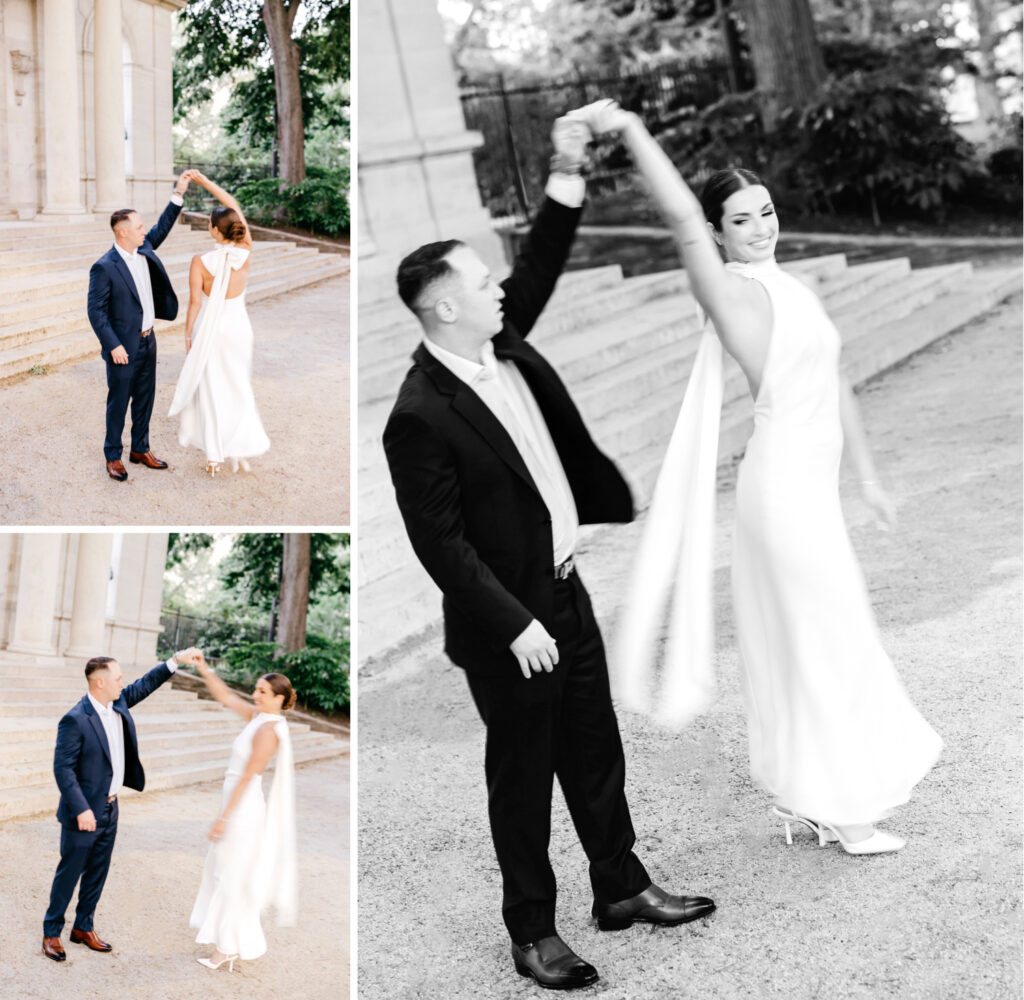 couple dancing during their engagement photoshoot by Emily Wren Photography