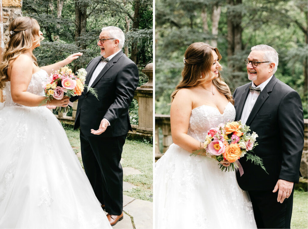 bride's first look with her dad by Emily Wren Photography