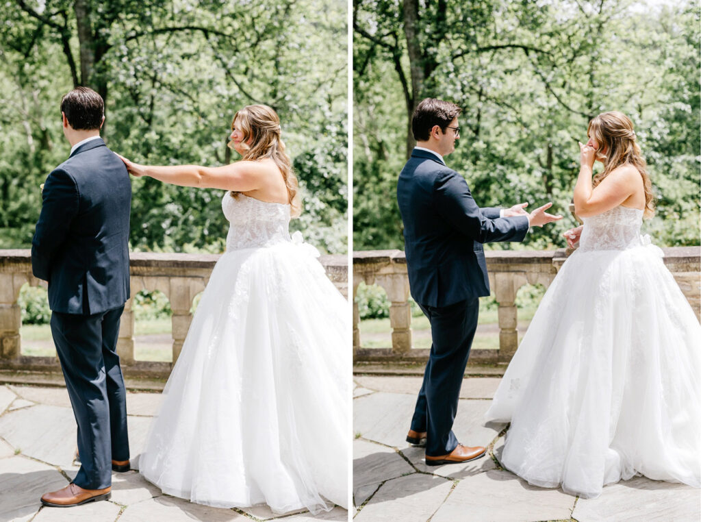 bride & grooms first look by Pennsylvania photographer Emily Wren Photography