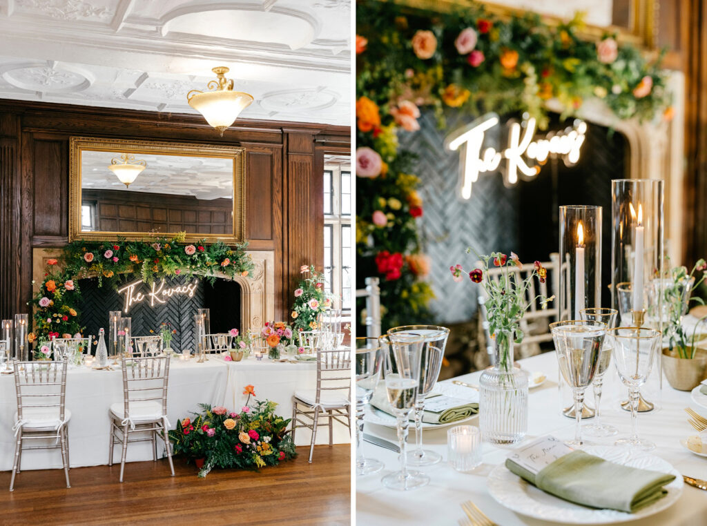 Colroful-gardenesque wedding reception table decor