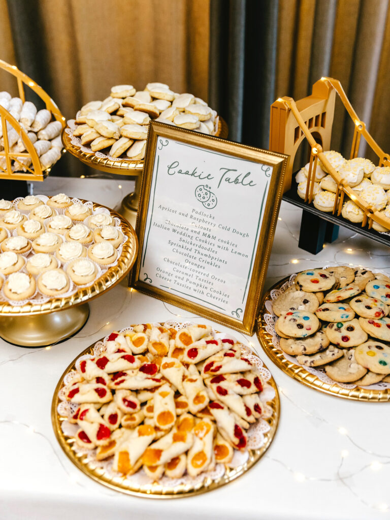 Cookie table for treats table at wedding reception by Emily Wren Photography