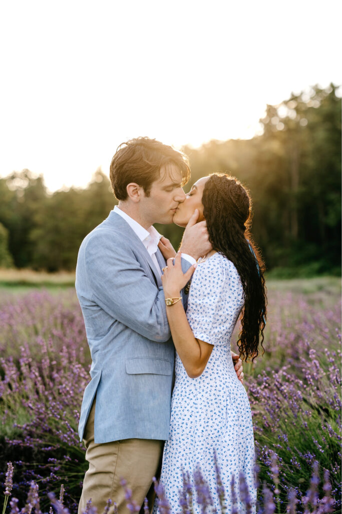 Dreamy golden hour engagement photoshoot at Warwick Furnace Farm in Pennsylvania