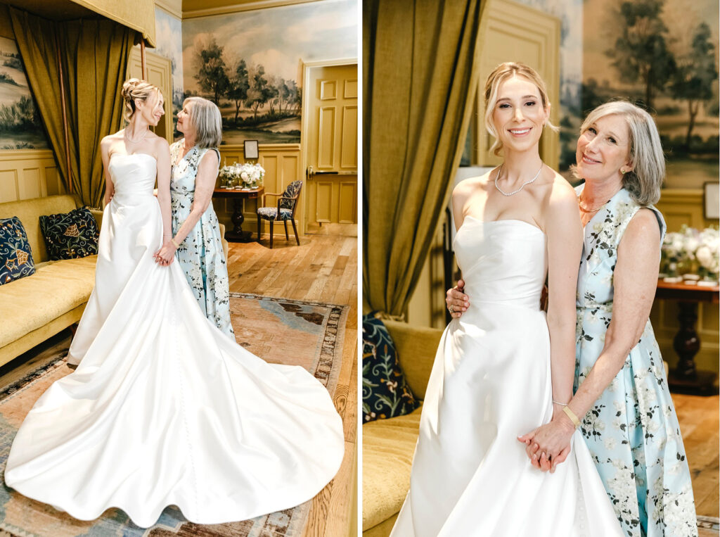 Rhode Island bride getting ready for her wedding day with her mother