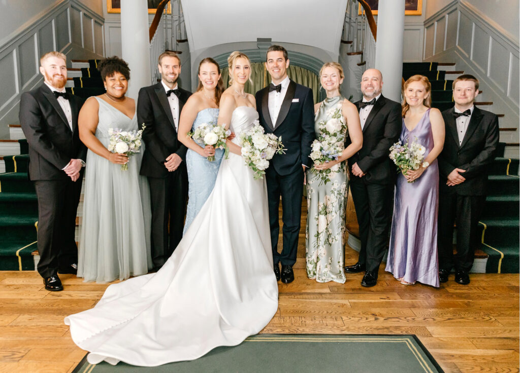 full Rhode Island wedding party at The Vanderbilt