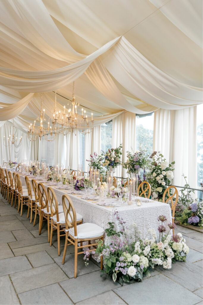 Glen manor House wedding reception long table by Emily Wren Photography