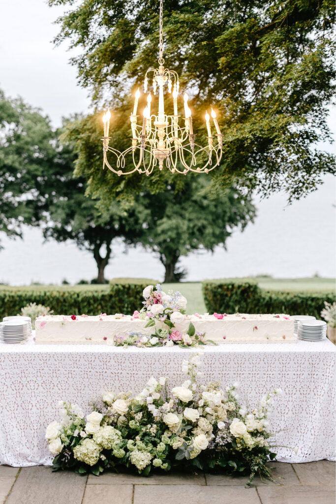 unique long wedding cake by Emily Wren Photography