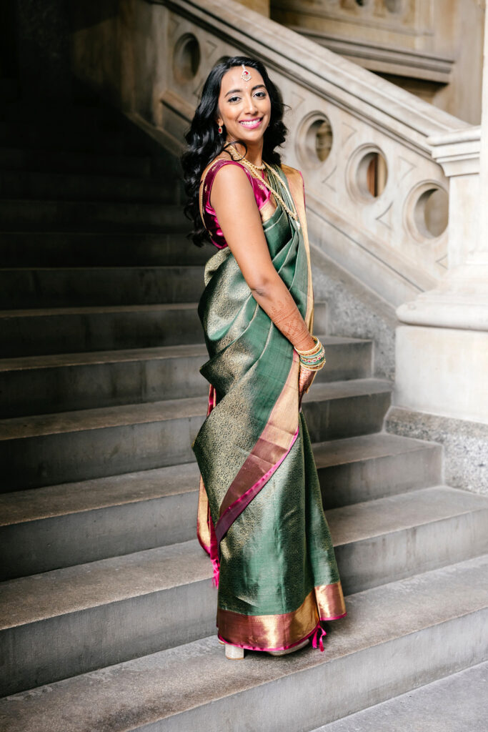 portrait of Philadelphia bride inside City Hall by Emily Wren Photography