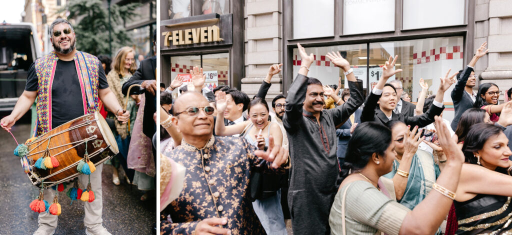 Hindu drummers performing during a multicultural wedding event on Broad Street in Philadelphia