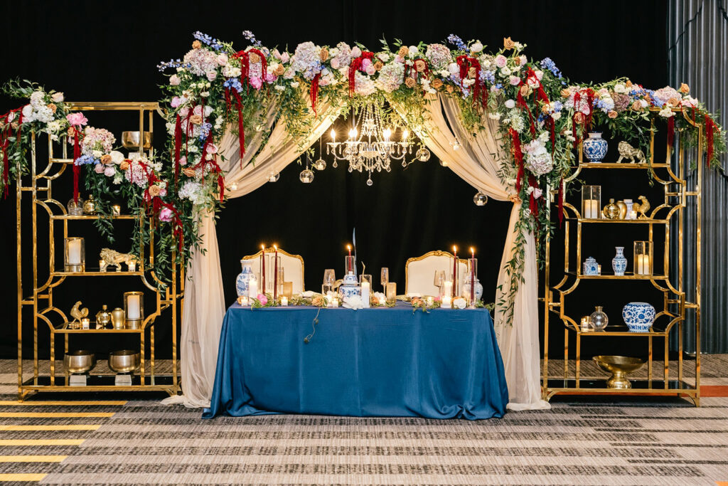 sweetheart table at multicultural wedding reception at Loews Philadelphia hotel