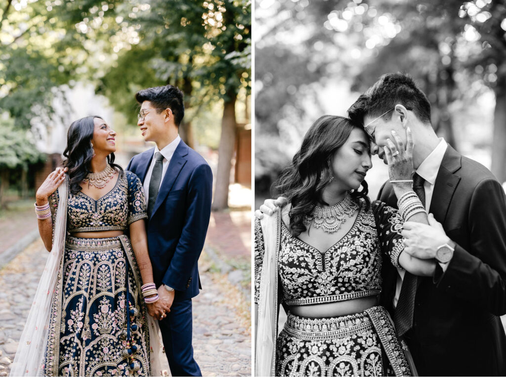 portrait of Bride & groom in Old city Philadelphia