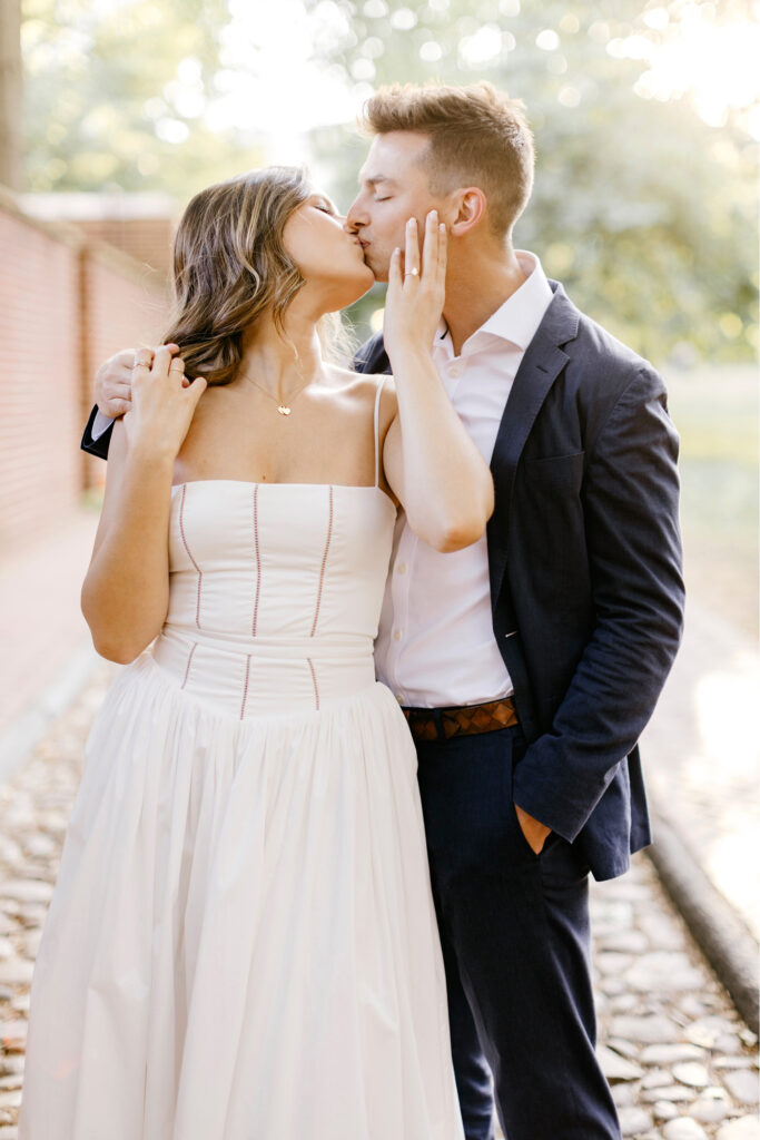 golden hour engagement photos in Old City Philly by Emily Wren Photography