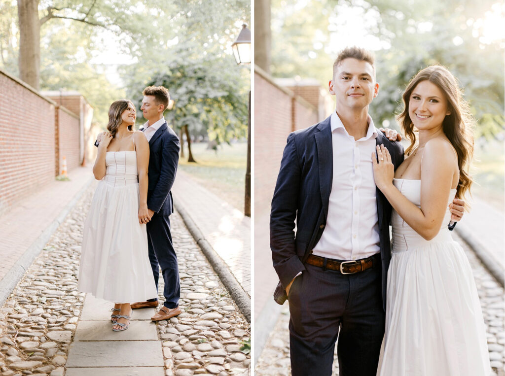 summer golden hour engagement photoshoot in Philadelphia
