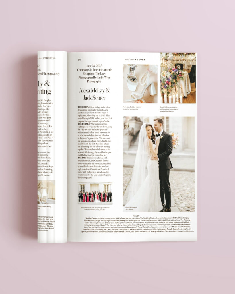 Modern Luxury's Philadelphia style wedding feature, photos by Emily Wren Photography 