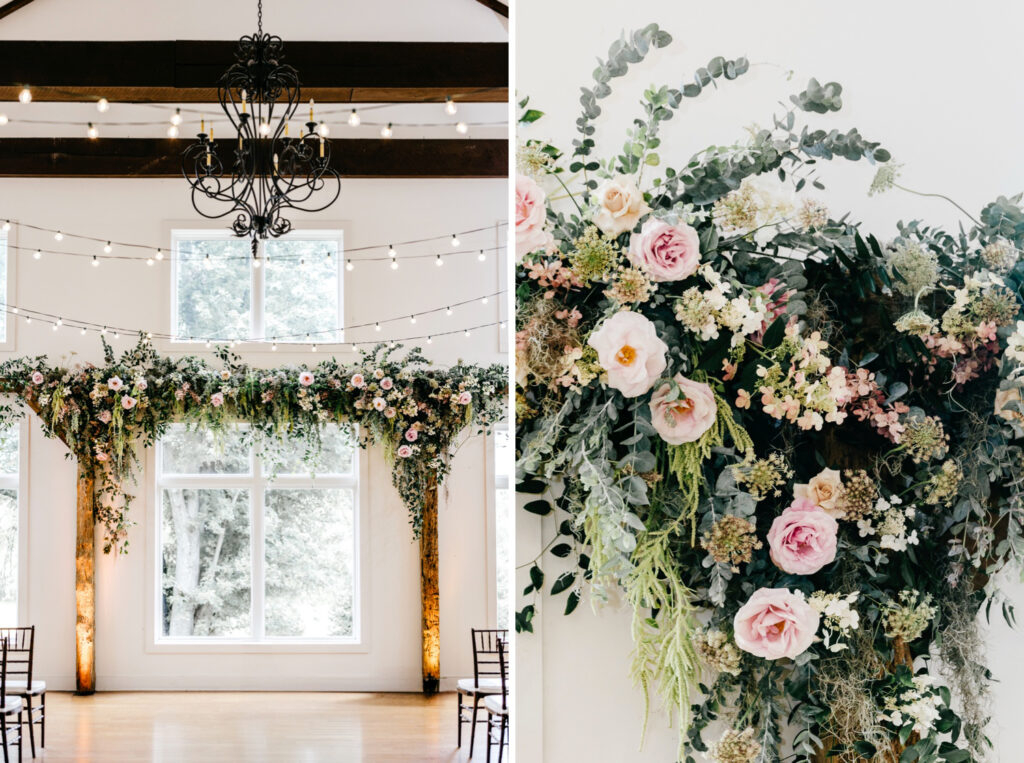 garden-inspired wedding ceremony details at The Inn at Barley Sheaf