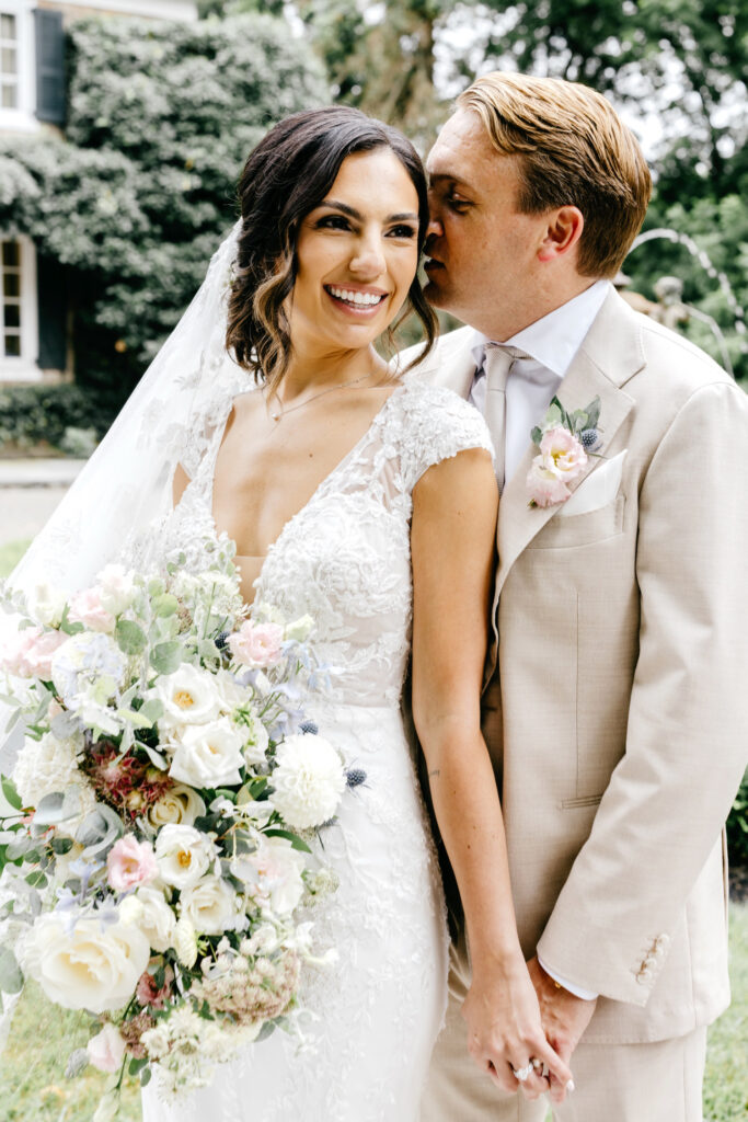bride & groom portrait session on their summer wedding day in Philadelphia