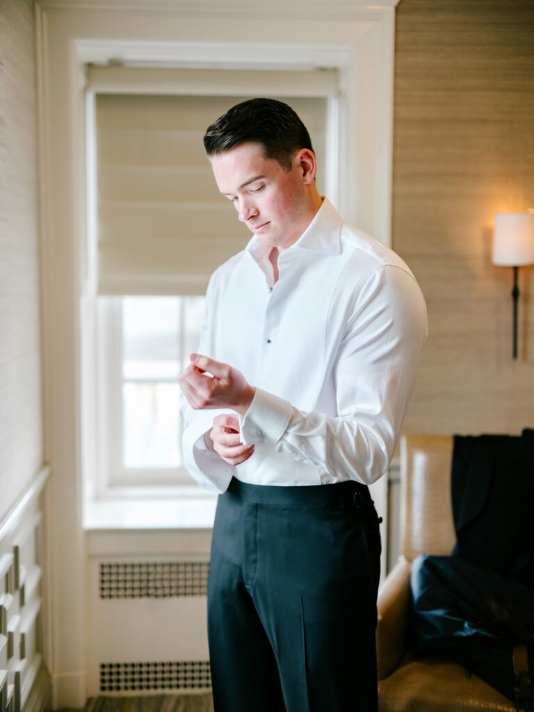 New Jersey groom getting ready for his spring wedding day by Emily Wren Photography
