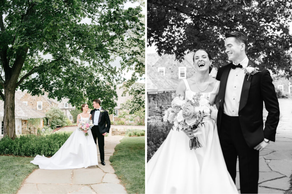 portrait of New Jersey bride and groom on their spring wedding day by luxurious wedding photographer Emily Wren Photography