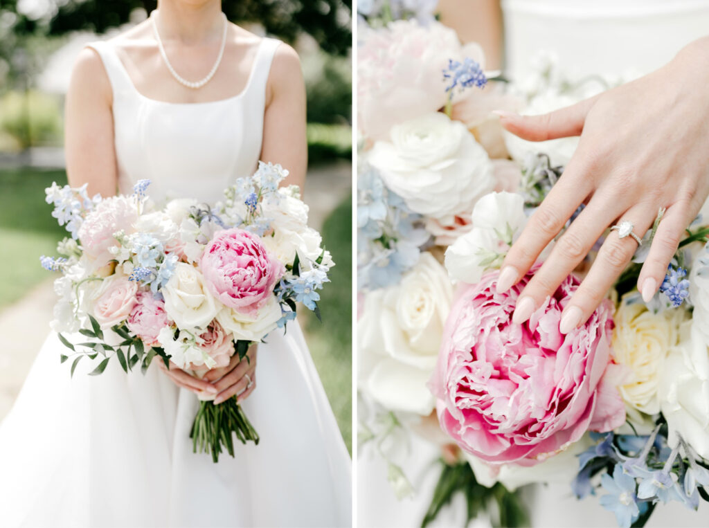 pastel bridal bouquet for spring wedding day by New Jersey wedding photographer Emily Wren Photography