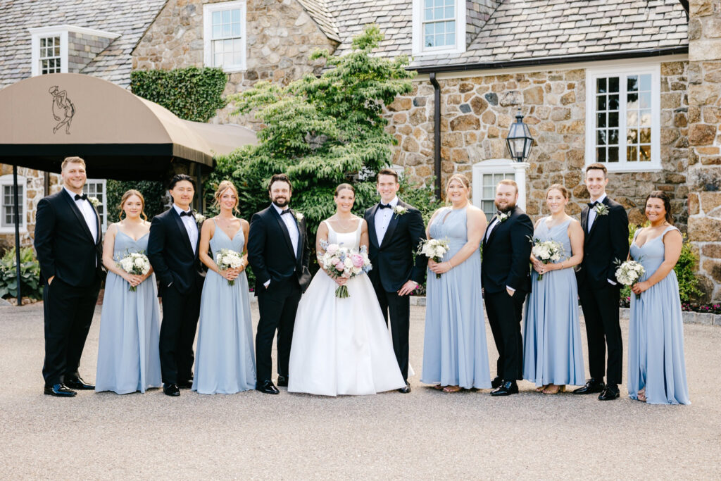 full wedding party portrait on spring New Jersey wedding day by Emily Wren Photography