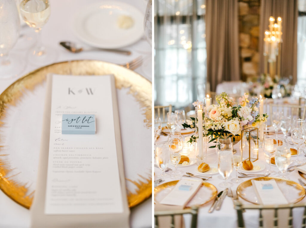 luxurious New Jersey spring wedding reception at Fiddler's Elbow by Emily Wren Photography