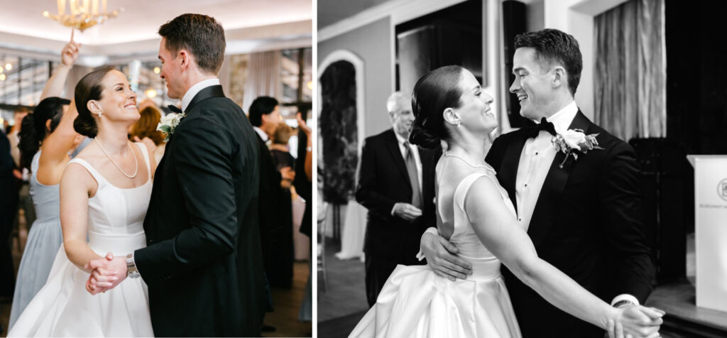 bride & groom dancing and enjoying their spring wedding reception in New Jersey