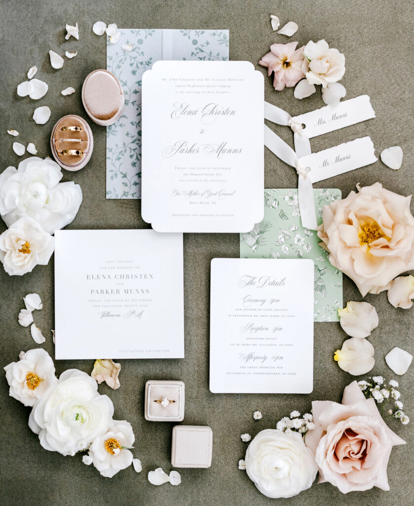 Late Summer wedding invitational suite for a garden wedding by Emily Wren Photography