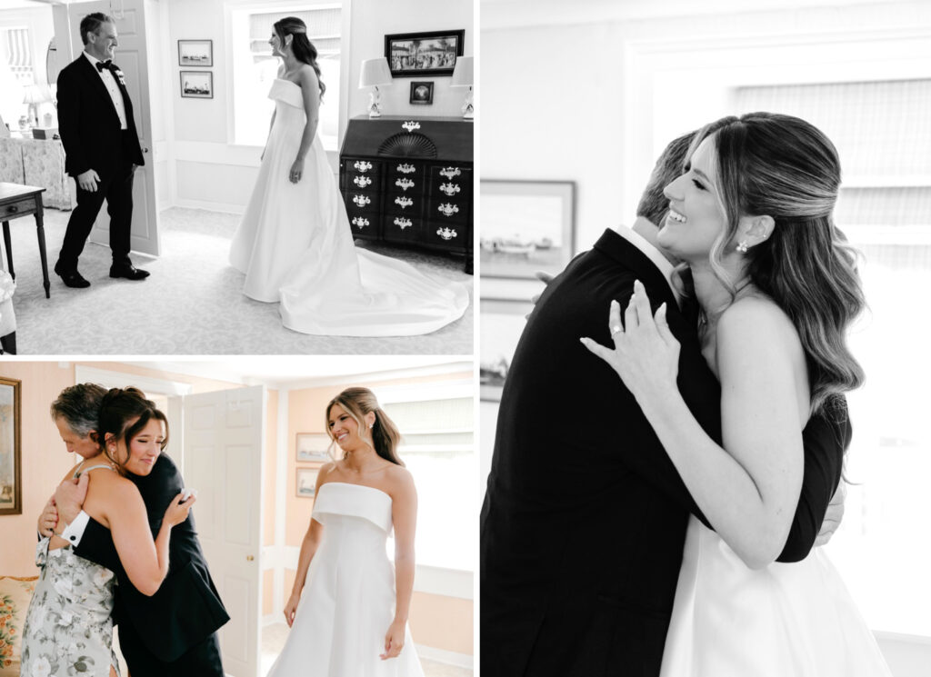 bride's first look with her father by Pennsylvania luxury wedding photographer Emily Wren Photography