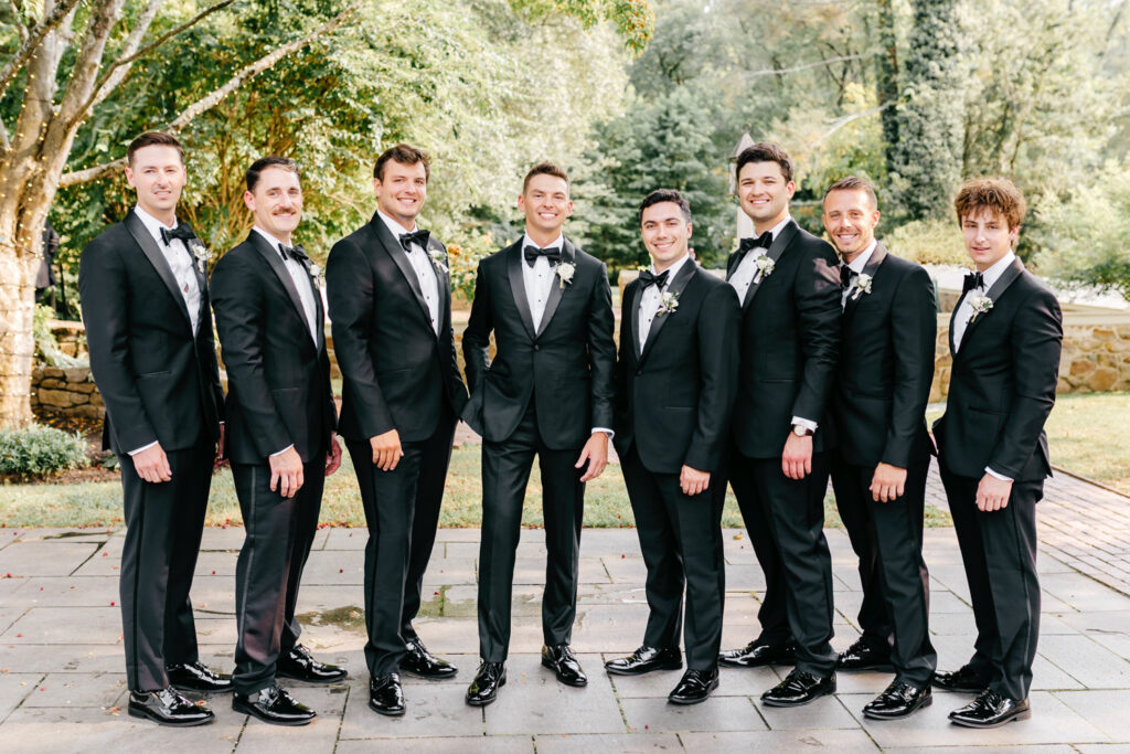groom and his groomsmen on a summer Pennsylvania wedding day at Appleford Estate