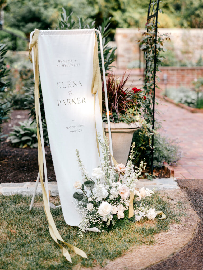 a wedding reception welcome sign for summer Pennsylvania wedding day