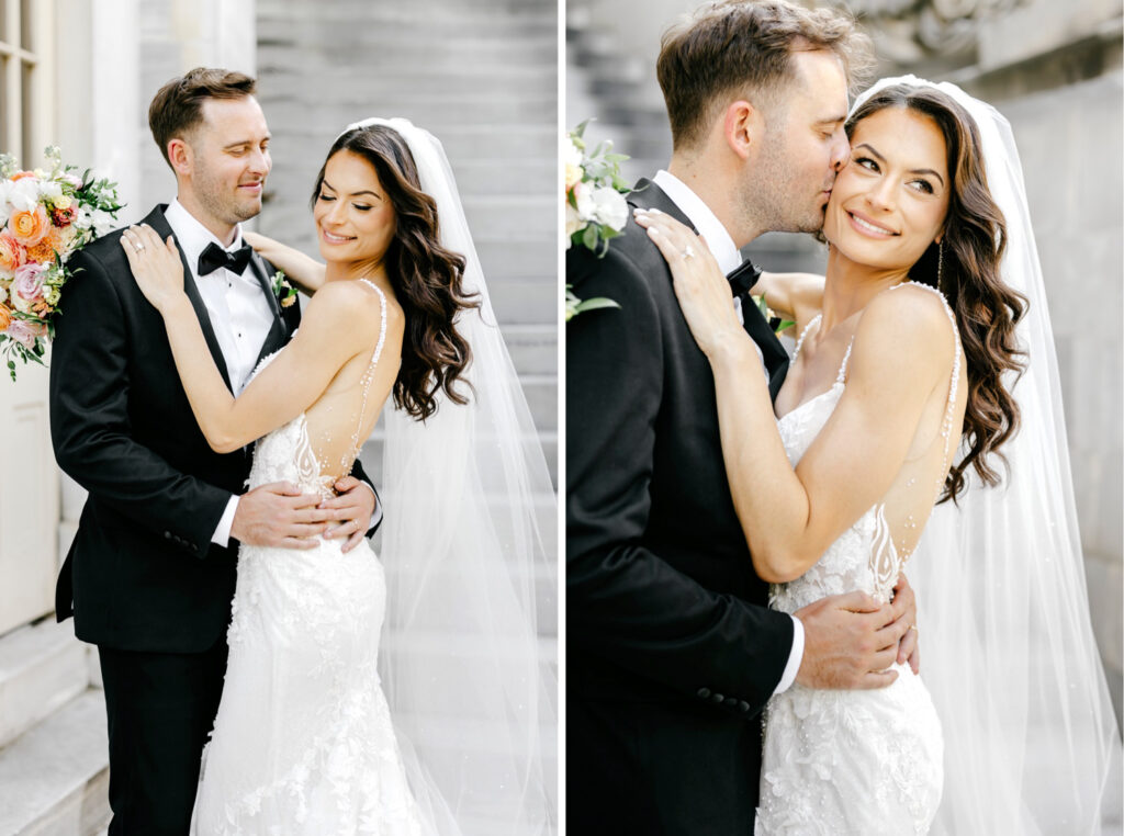 Philadelphia bride and groom in Old City on their summer wedding day
