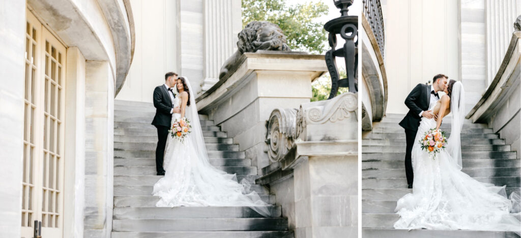 Summer wedding portraits at Merchant's Exchange in Center City Philadelphia by Emily Wren Photography