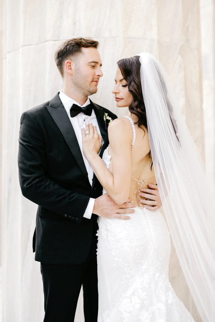 bride and groom portraits at the Rodin Museum by Philadelphia wedding photographer Emily Wren Photography