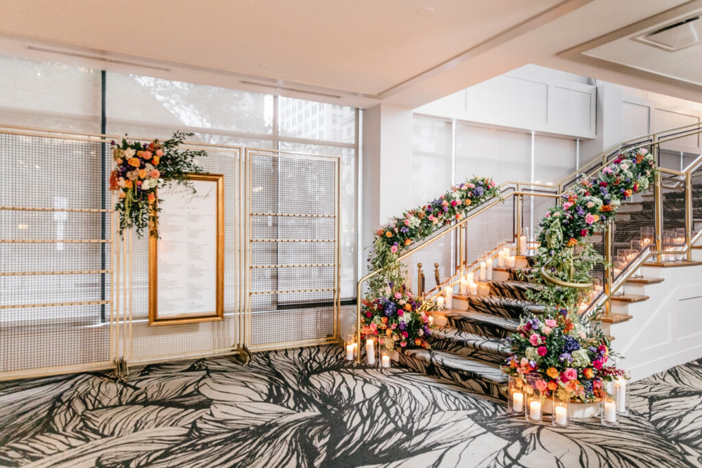 cocktail area at The Lucy by Cescaphe for a summer wedding day by Emily Wren Photography