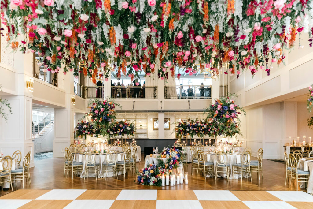 floral filled summer wedding reception at The Lucy by Cescaphe