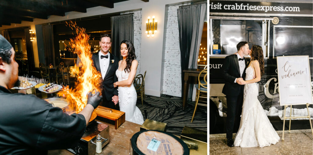 Philadelphia bride and groom with their rented Chickies & Petes crab fries food truck by Emily Wren Photography