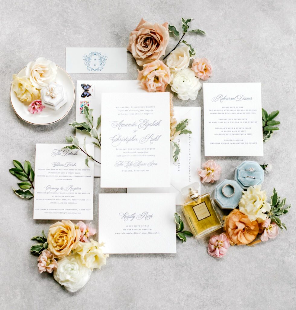 early summer wedding invitational suite by Emily Wren Photography