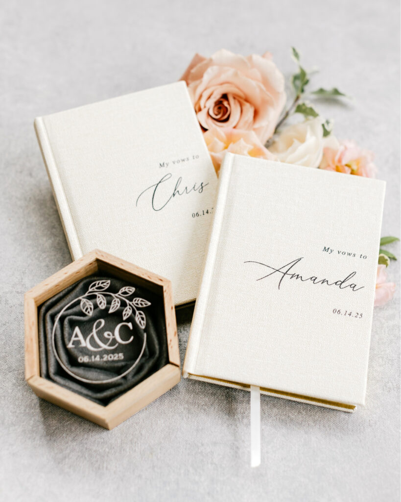 private vow books for intimate wedding ceremony by Emily Wren Photography