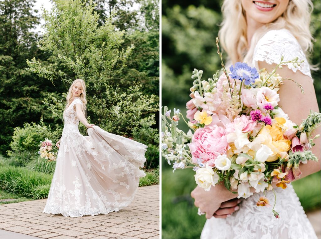 vibrant summer bridal bouquet by Emily Wren Photography