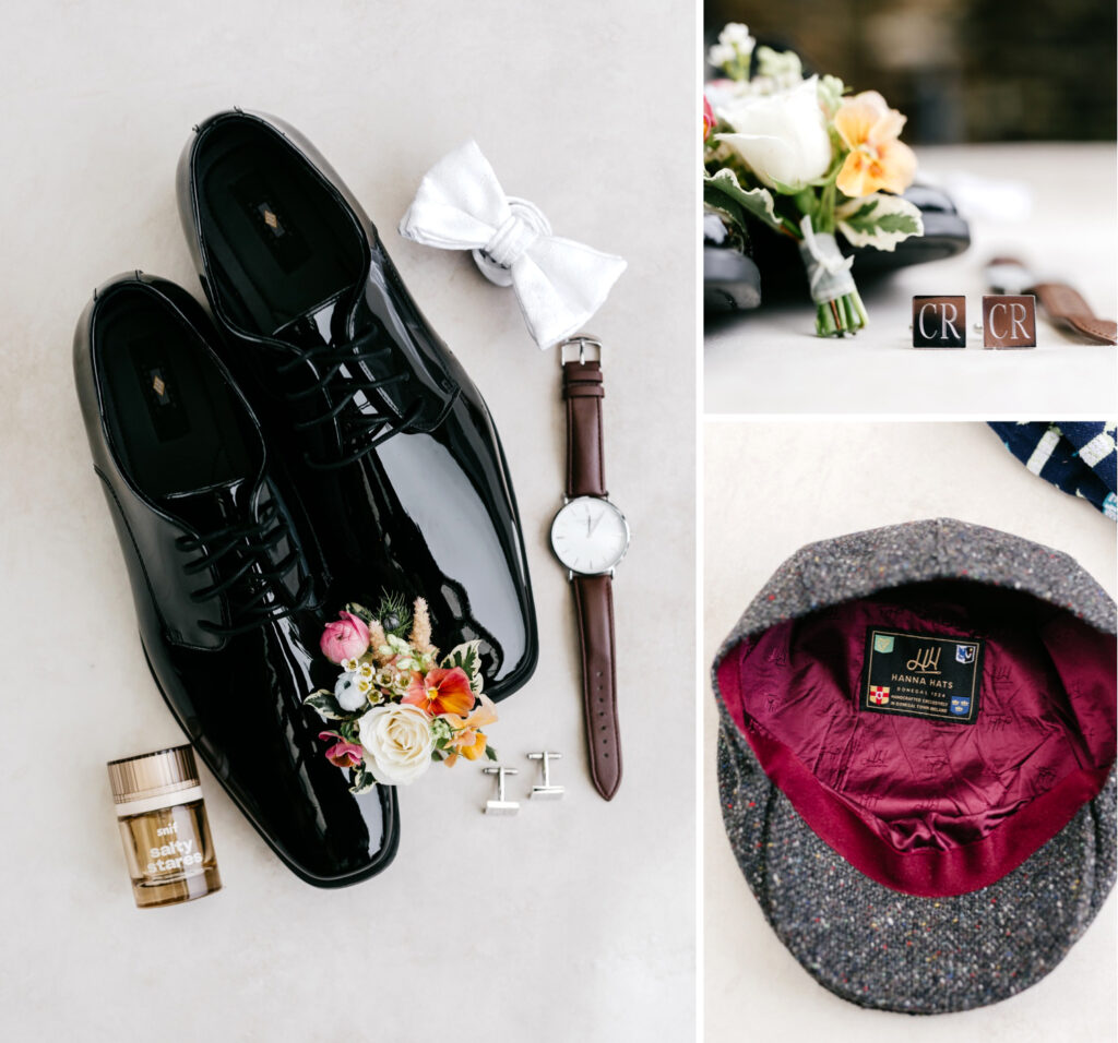 groom's getting ready details for summer lakeside wedding day by Emily Wren Photography
