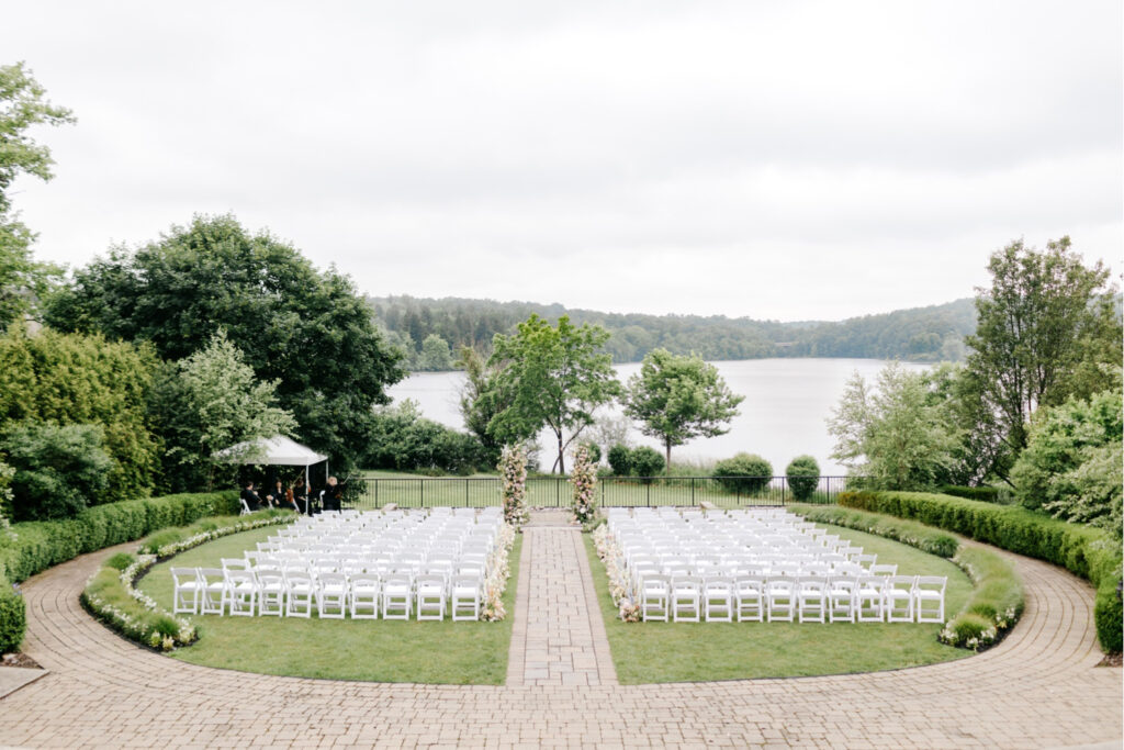 lakeside summer wedding ceremony details by Pennsylvania wedding photographer Emily Wren Photography