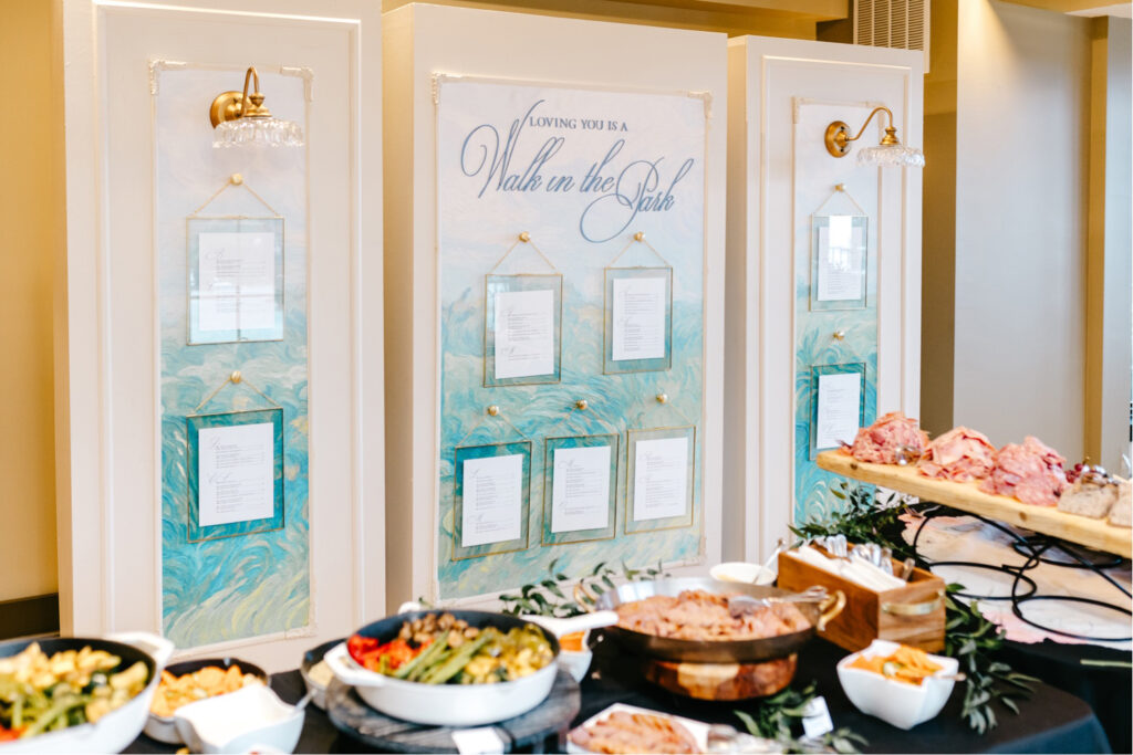 unique wedding reception seating chart - "Loving You is a Walk in the Park"