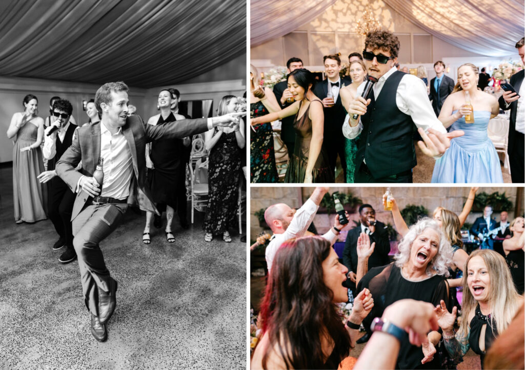 wedding guests dancing and having fun at summer wedding reception at The Lake House Inn by Philadelphia wedding photographer Emily Wren Photography
