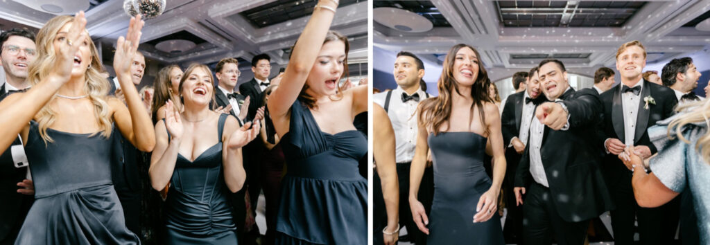 wedding guests dancing and having fun during a Hilton Hotel at Penn's Landing wedding reception