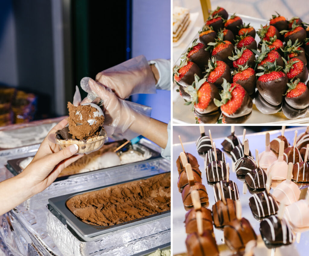 ice cream bar at Hilton at Penn's landing wedding reception by Philadelphia wedding photographer Emily Wren Photography